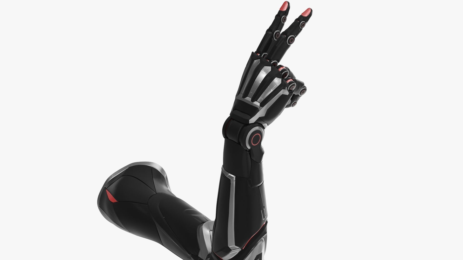Cyborg arm shows peace 3D model_7