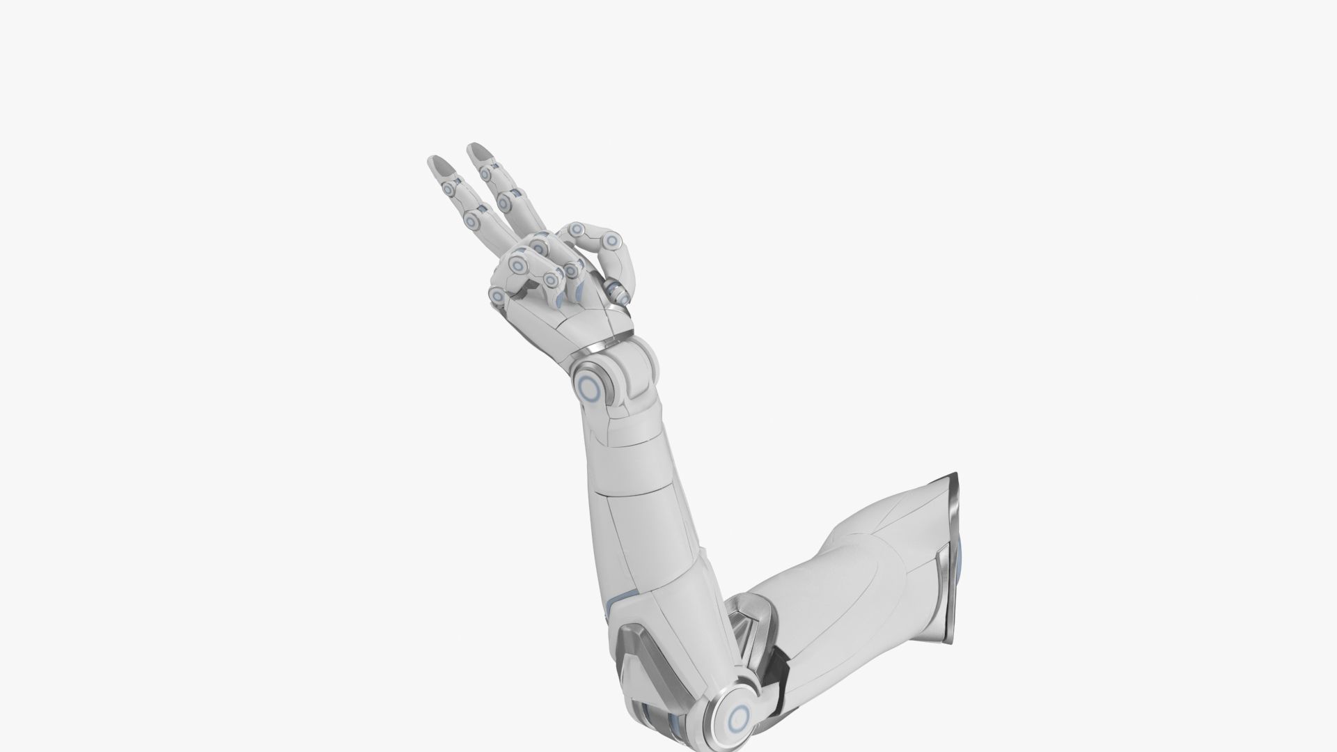 Cyborg arm shows peace 3D model_6