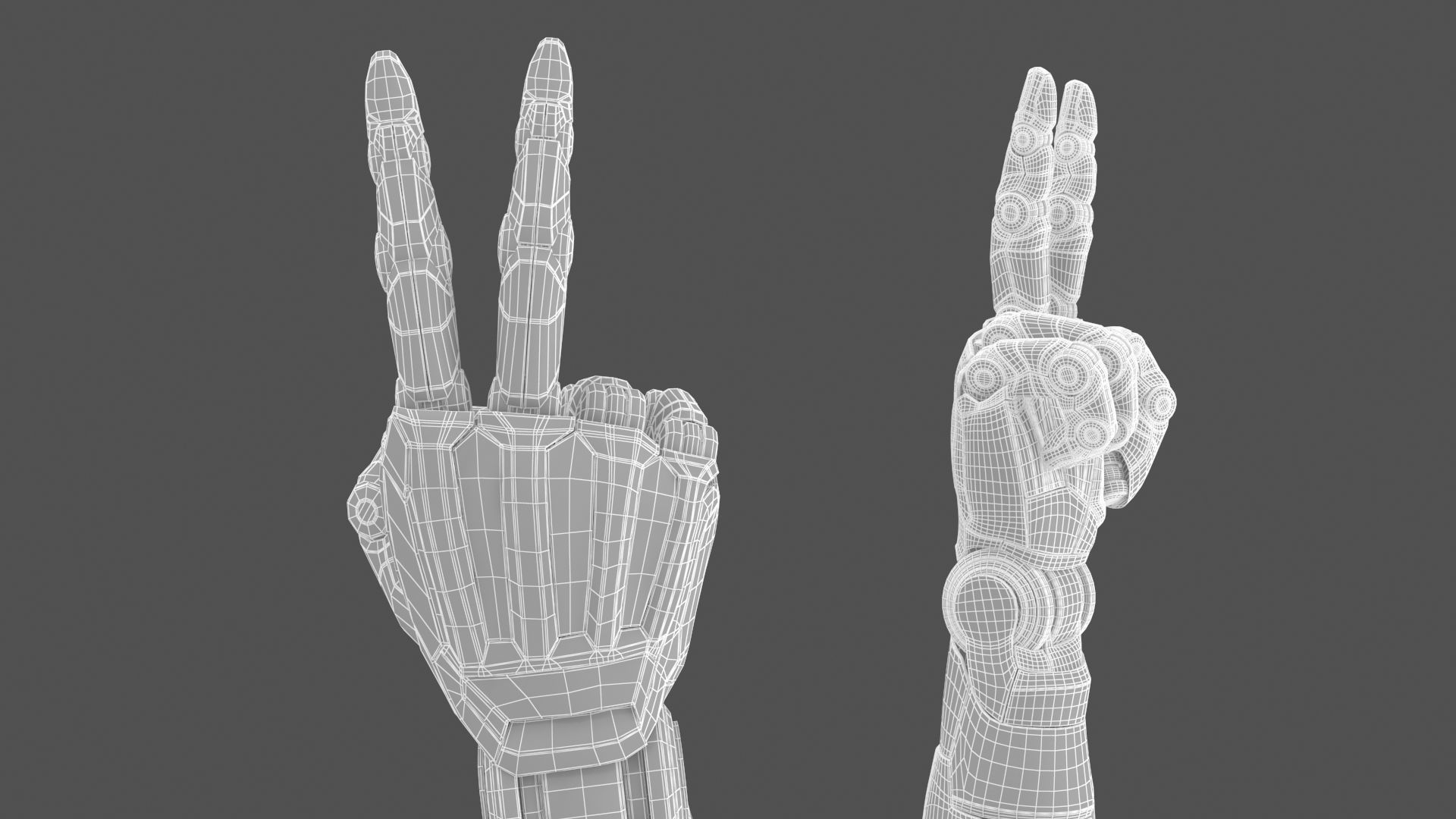 Cyborg arm shows peace 3D model_11