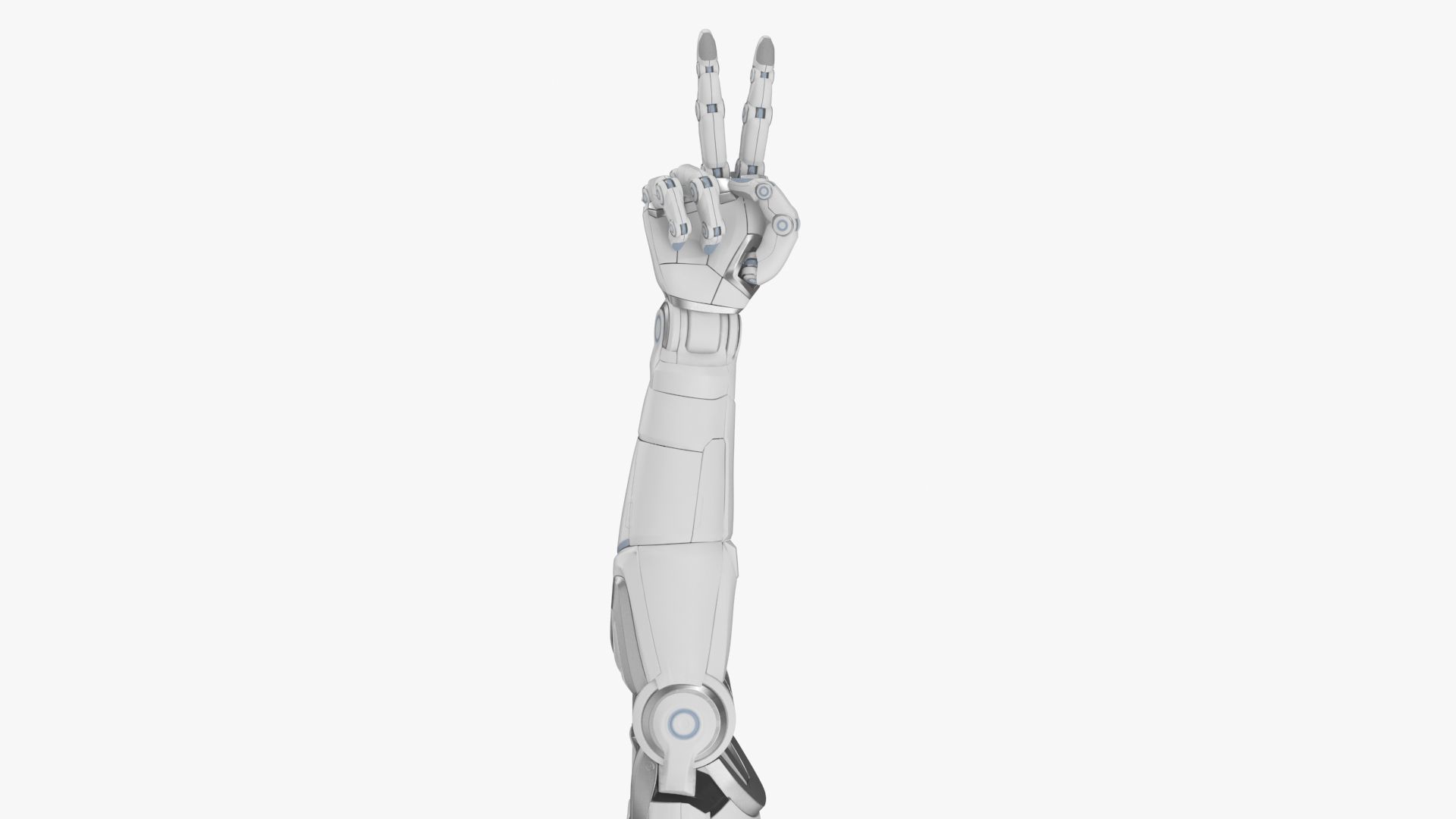 Cyborg arm shows peace 3D model_3