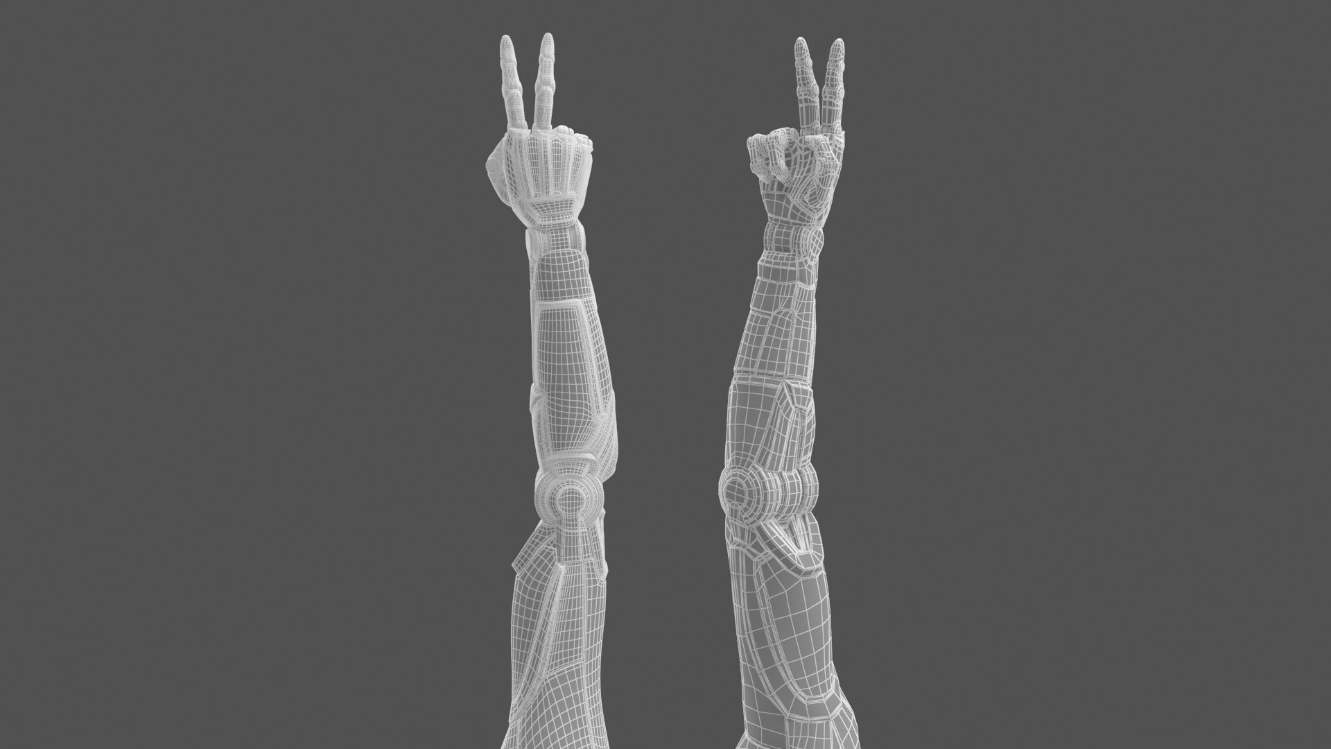 Cyborg arm shows peace 3D model_12