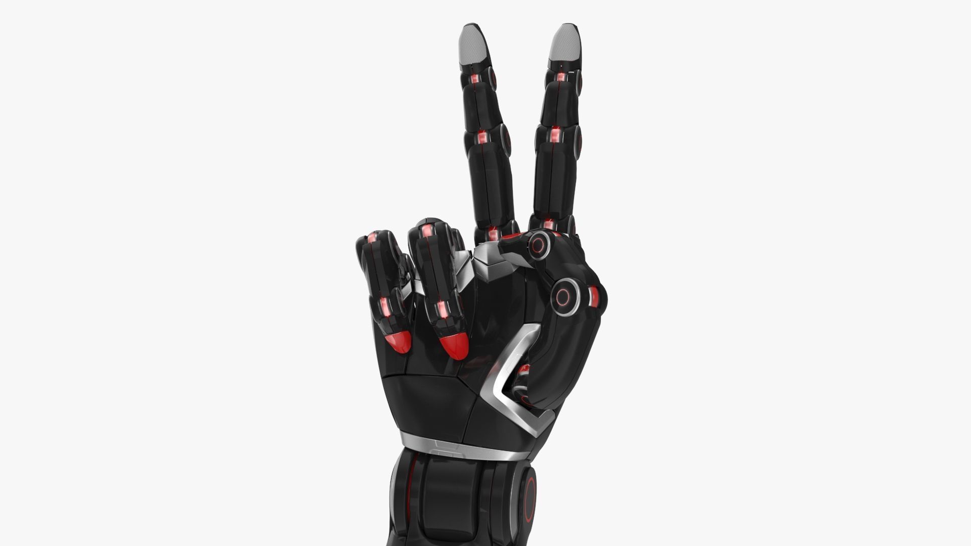 Cyborg arm shows peace 3D model_10