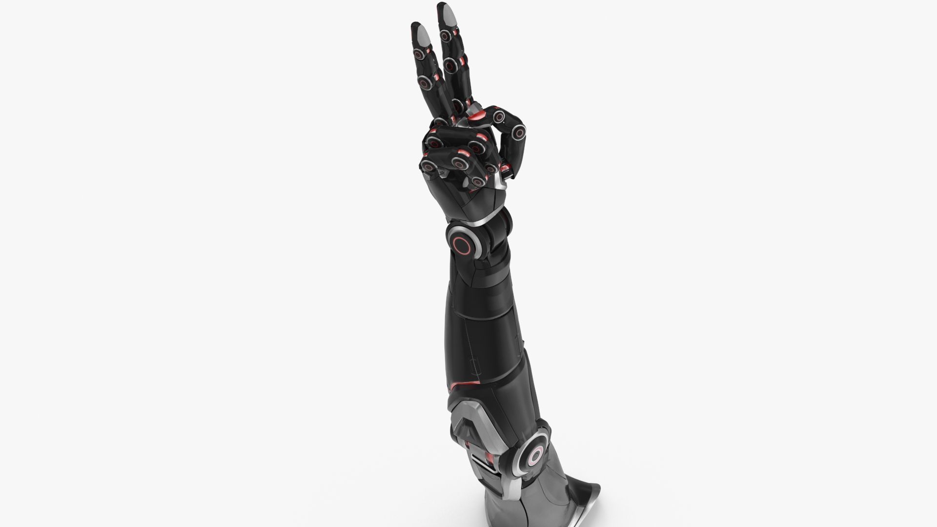 Cyborg arm shows peace 3D model_9