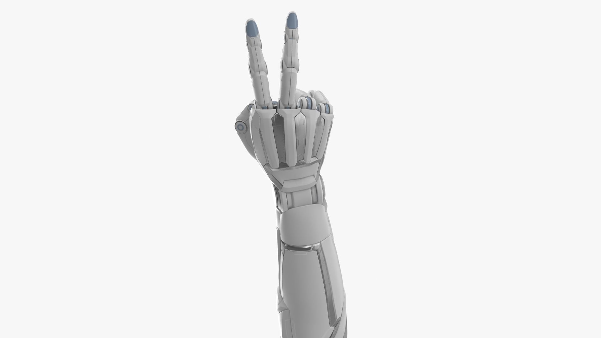 Cyborg arm shows peace 3D model_2