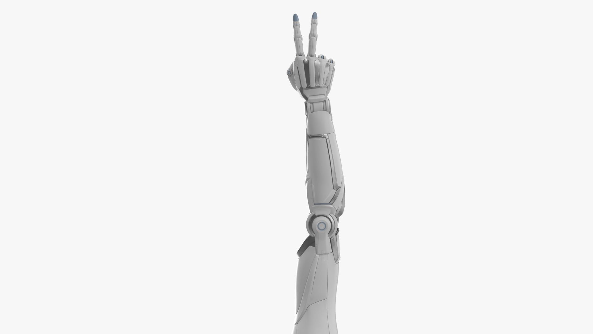 Cyborg arm shows peace 3D model_1