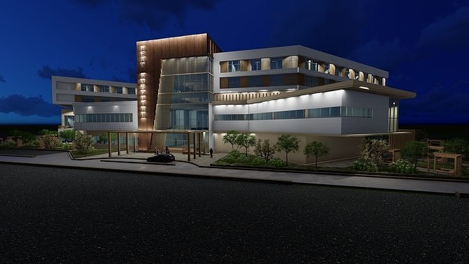 Modern Emergency Hospital with plans and scenes 3D model 6