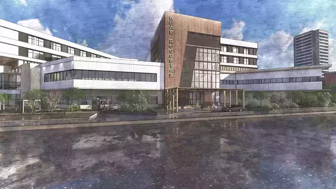 Modern Emergency Hospital with plans 3D model
