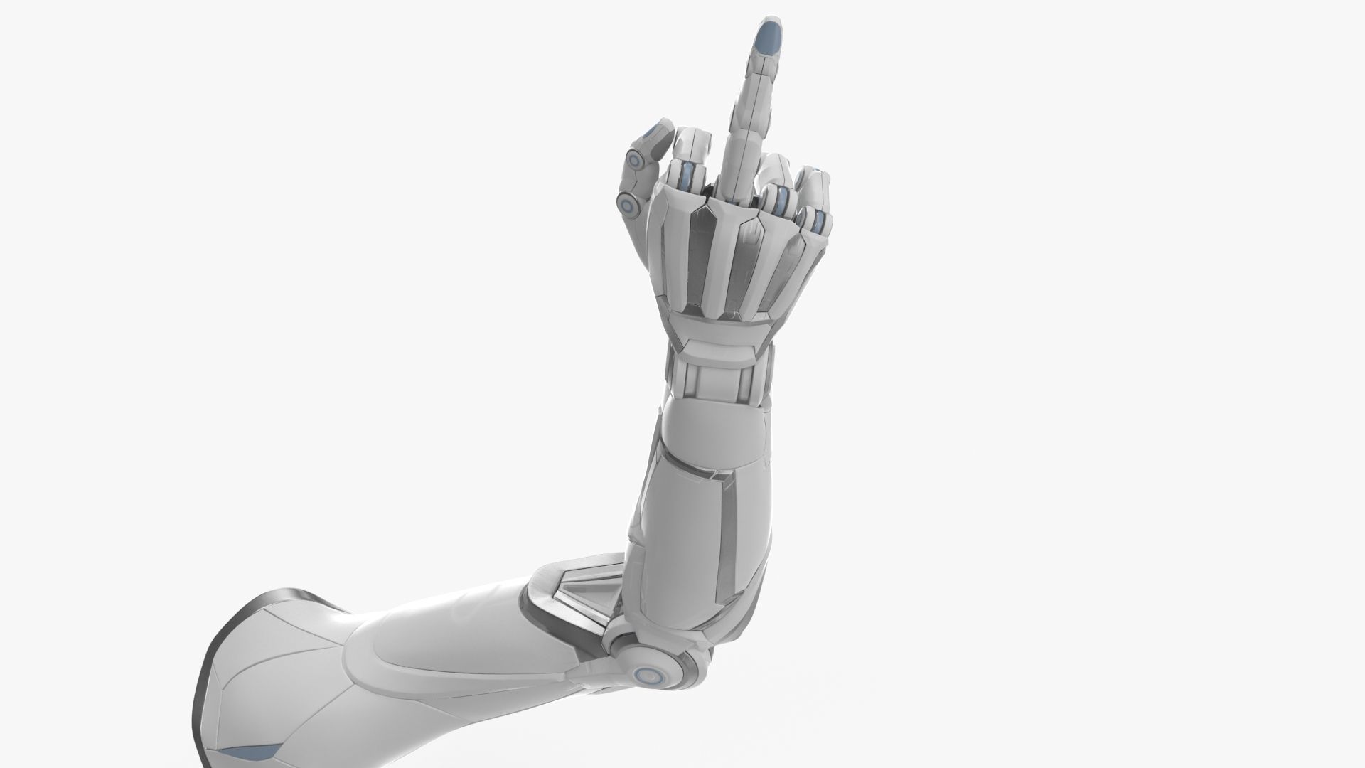 Cyborg arm shows middle finger  3D model_8