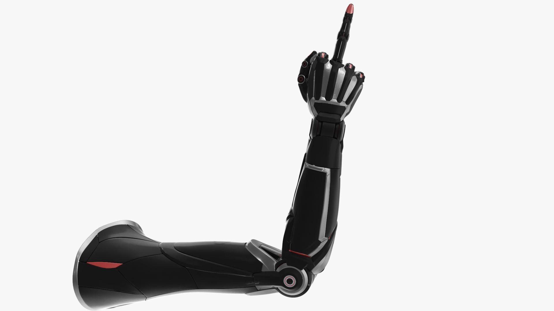 Cyborg arm shows middle finger  3D model_4