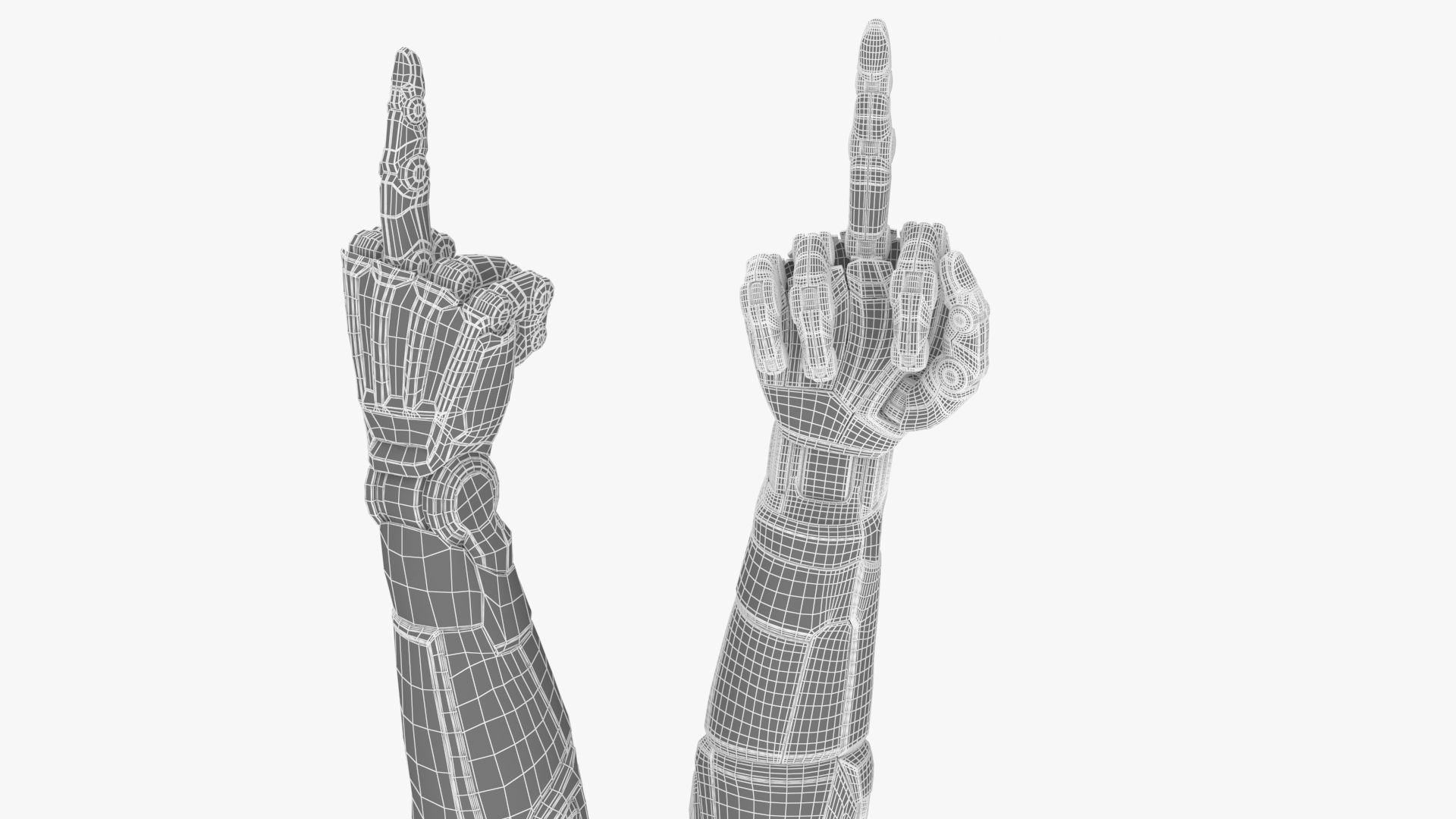Cyborg arm shows middle finger  3D model_10