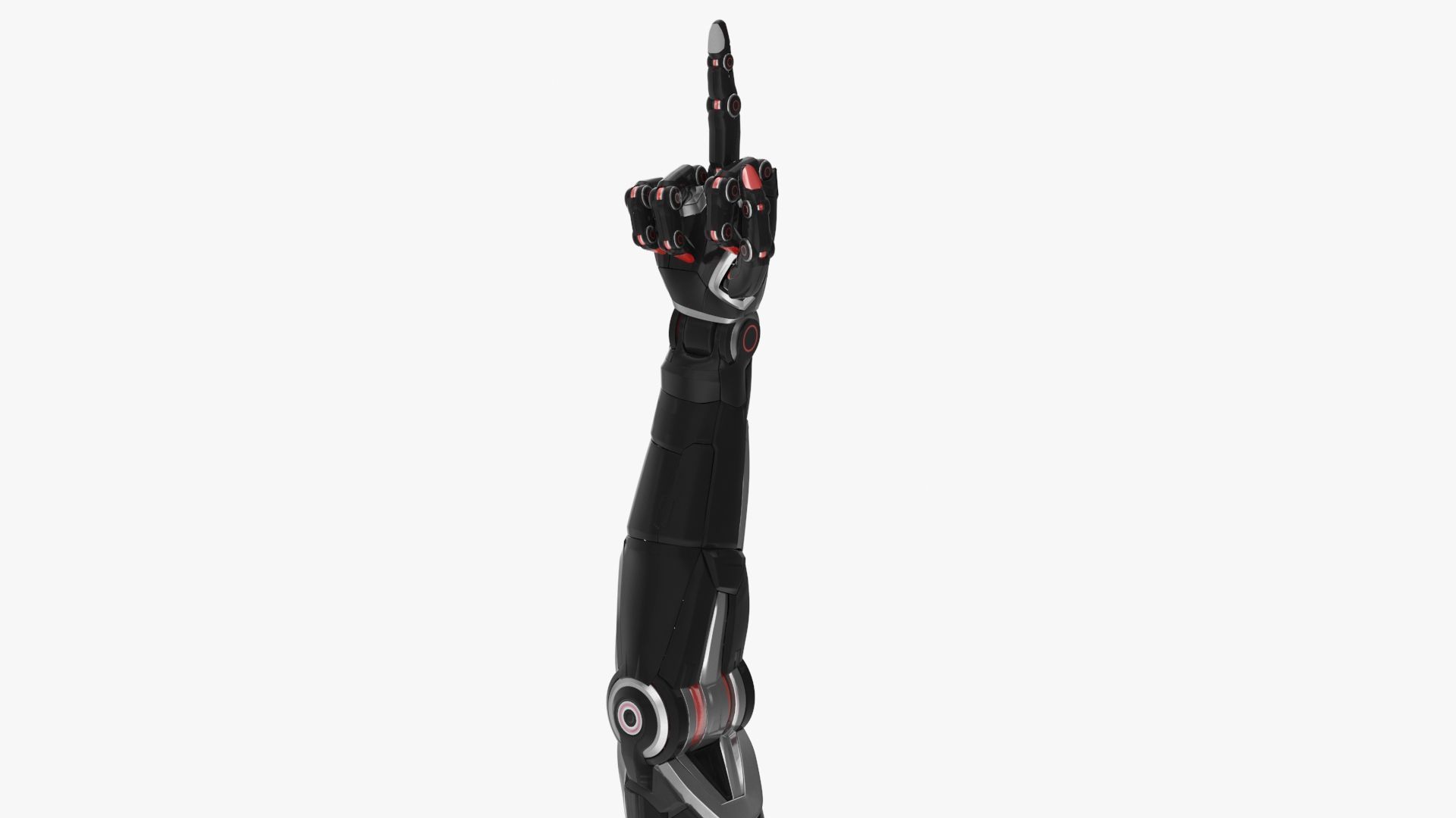 Cyborg arm shows middle finger  3D model_2