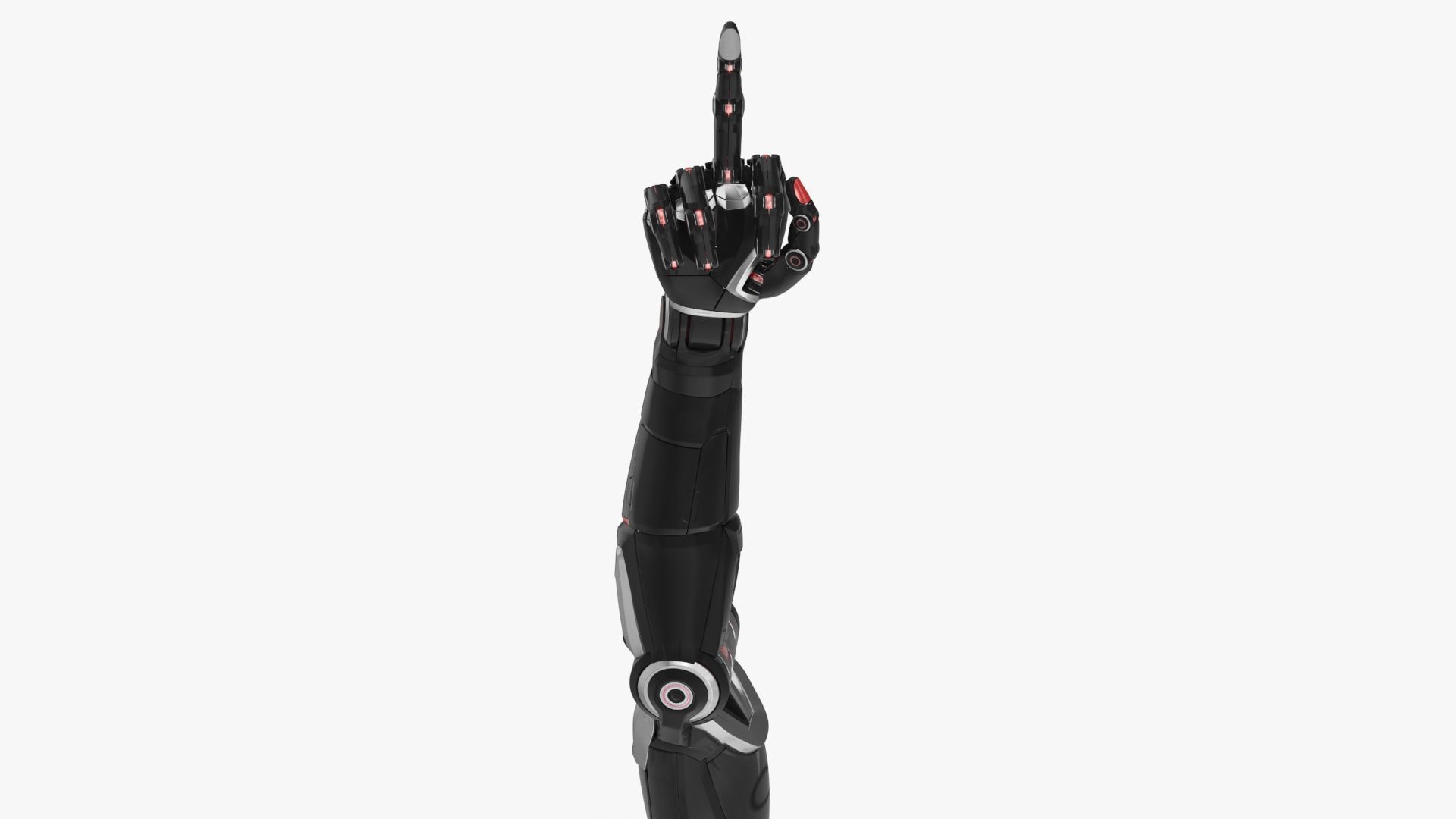 Cyborg arm shows middle finger  3D model_3