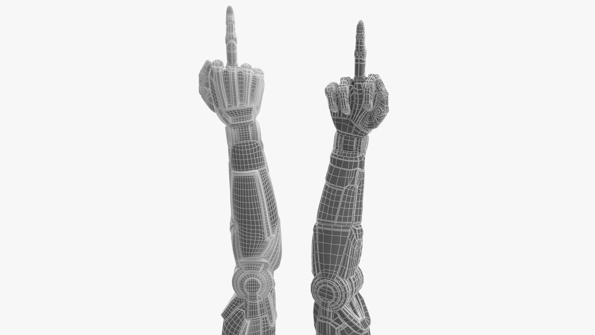 Cyborg arm shows middle finger  3D model_9