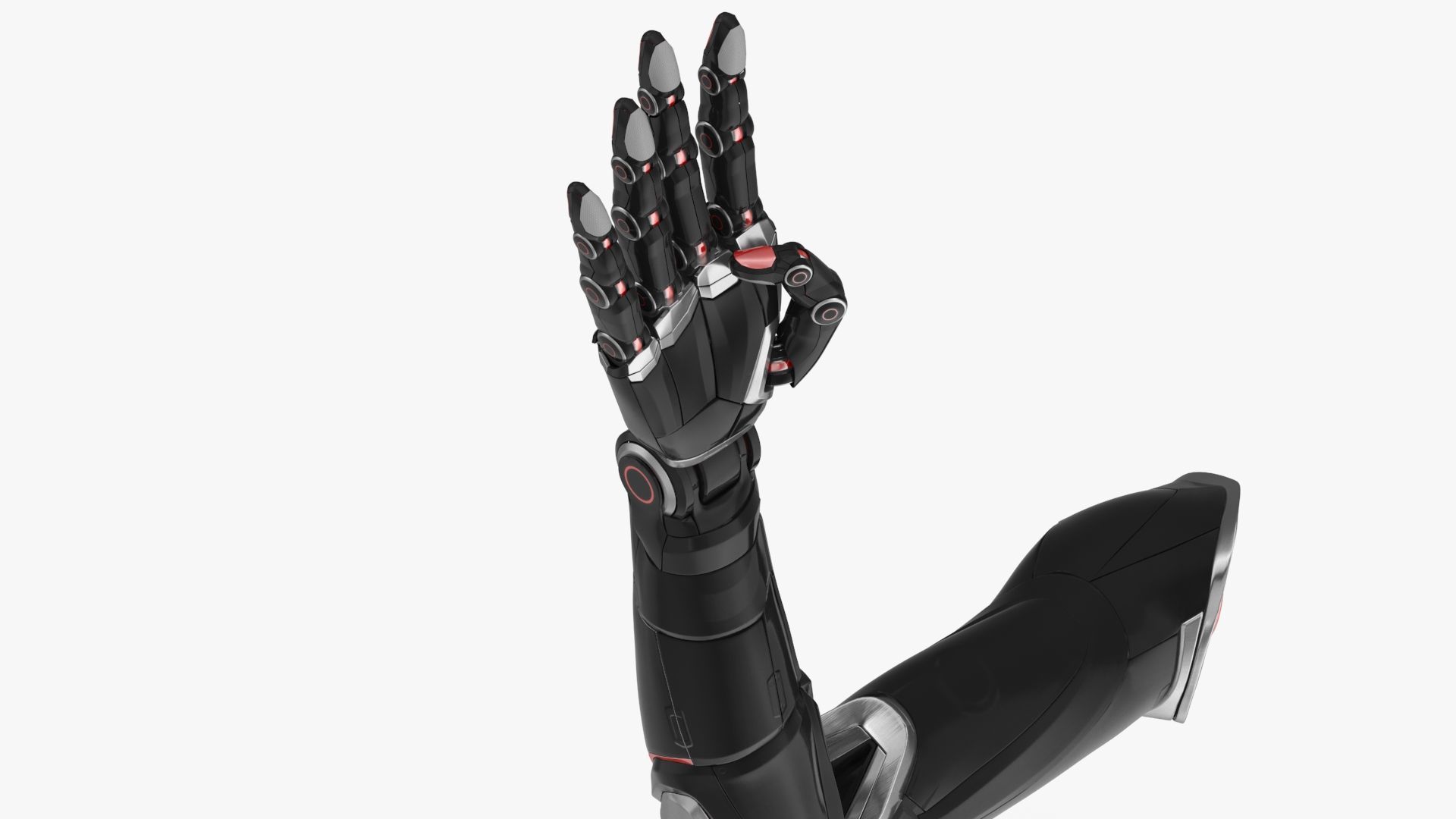 Cyborg arm 4 fingers 3D model_7