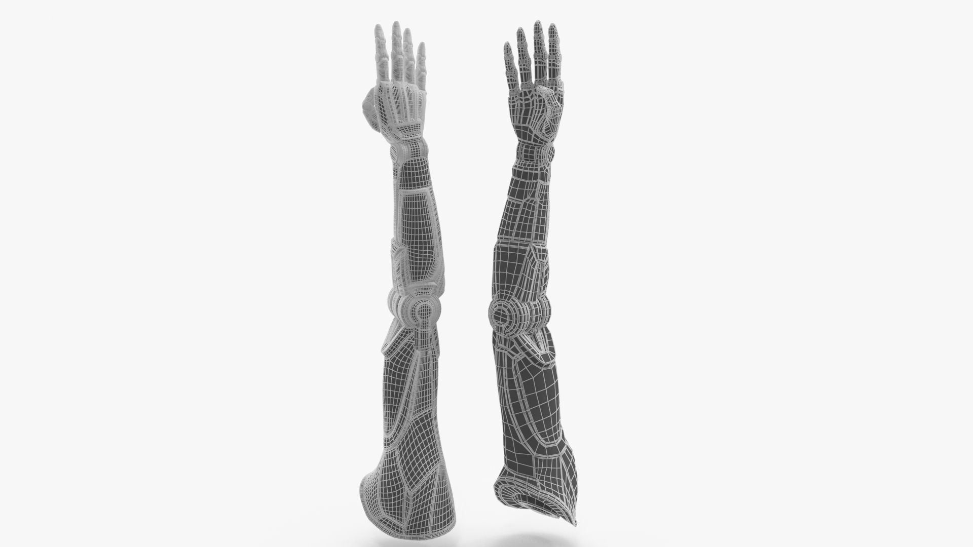 Cyborg arm 4 fingers 3D model_9