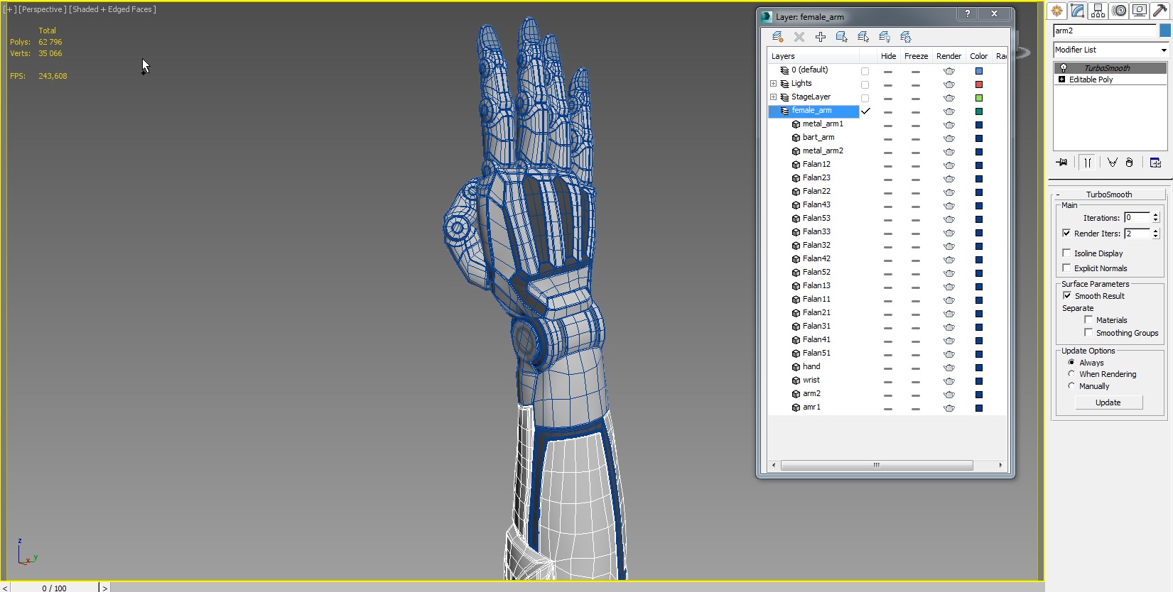 Cyborg arm 4 fingers 3D model_12