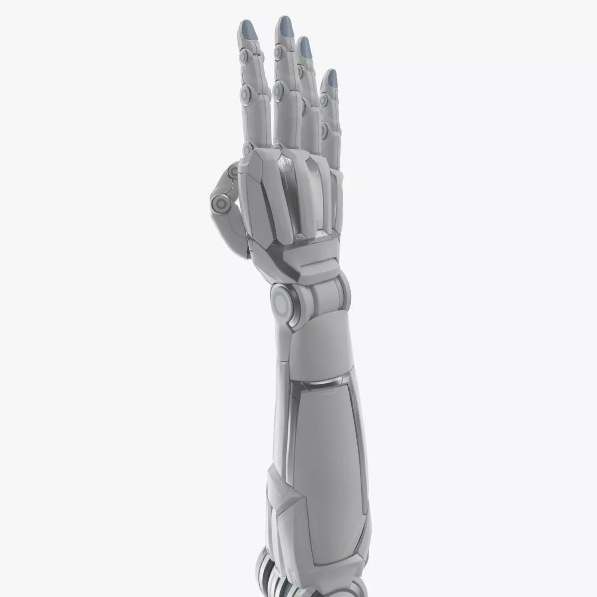 Cyborg arm 4 fingers 3D model_0