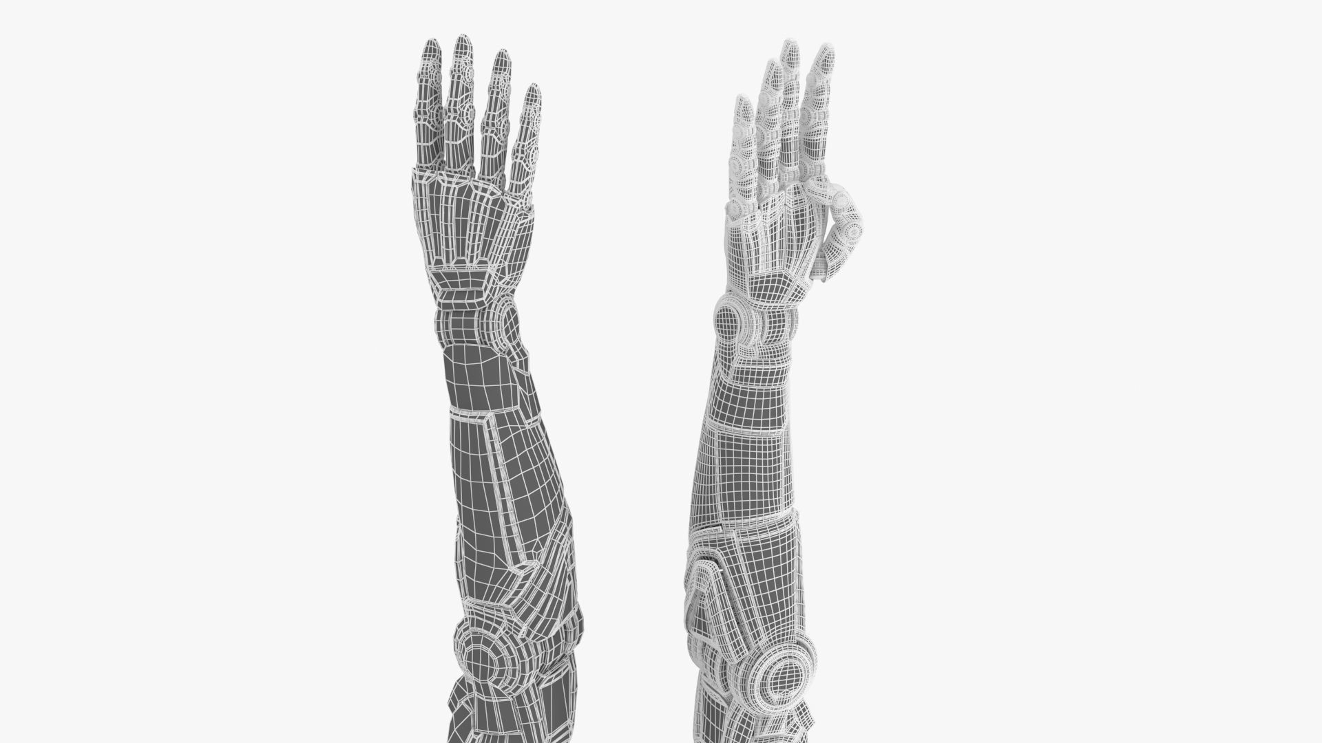 Cyborg arm 4 fingers 3D model_10