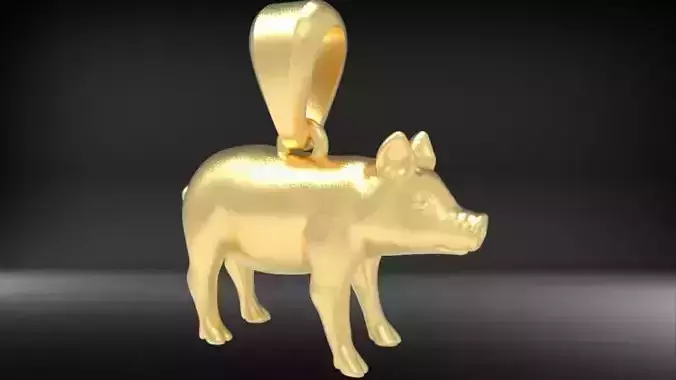 Jewelry Chinese Zodiac pig necklace golden pig pendant charm 3D print model