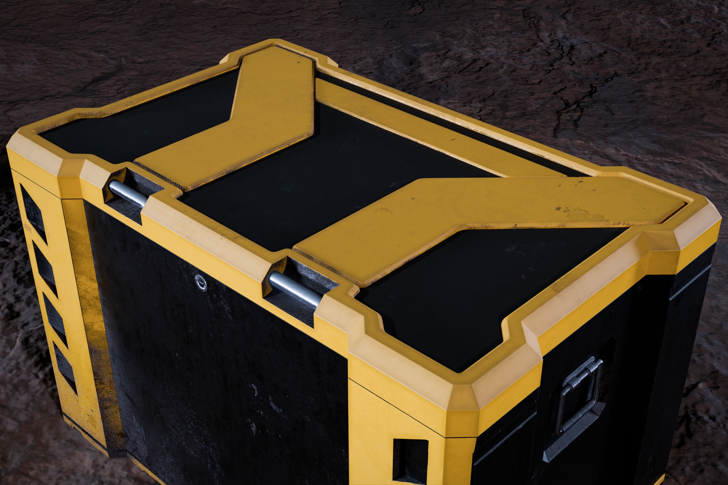 Sci fi Crystals and Resource Crate and Rocks Low-poly 3D model_3