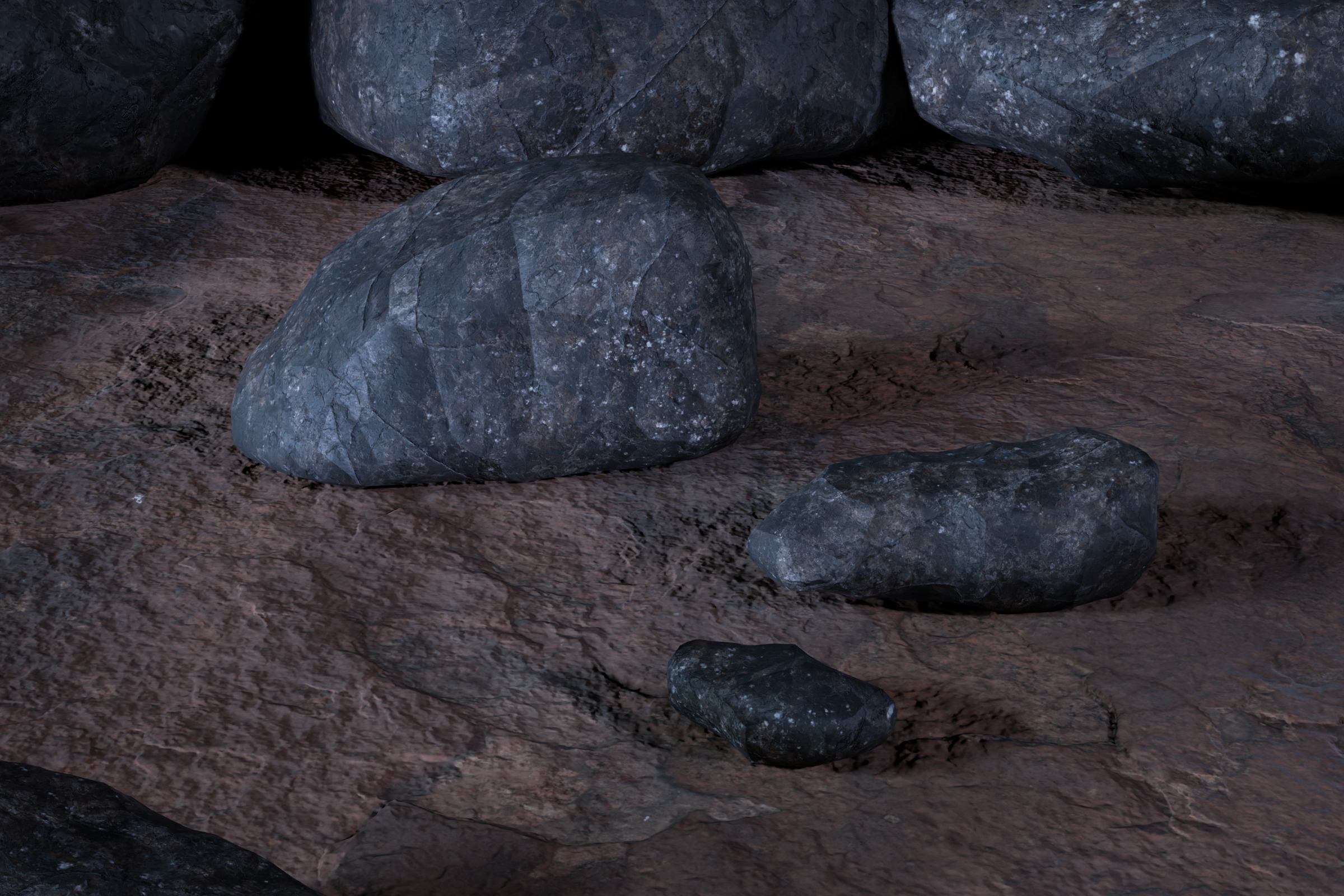 Sci fi Crystals and Resource Crate and Rocks Low-poly 3D model_10