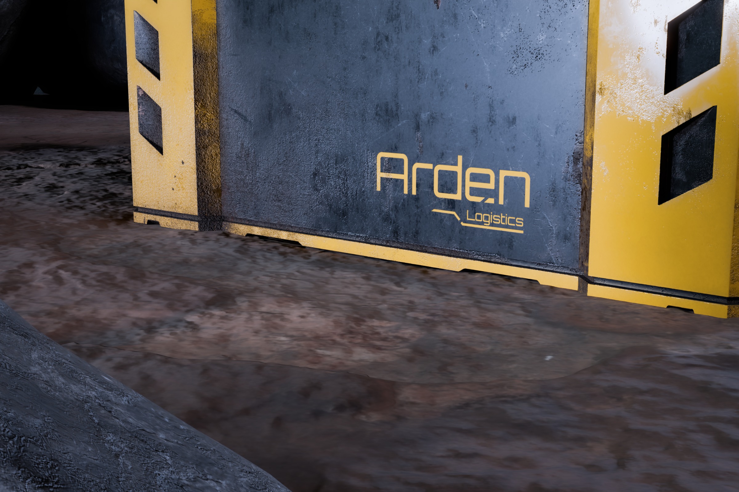 Sci fi Crystals and Resource Crate and Rocks Low-poly 3D model_5