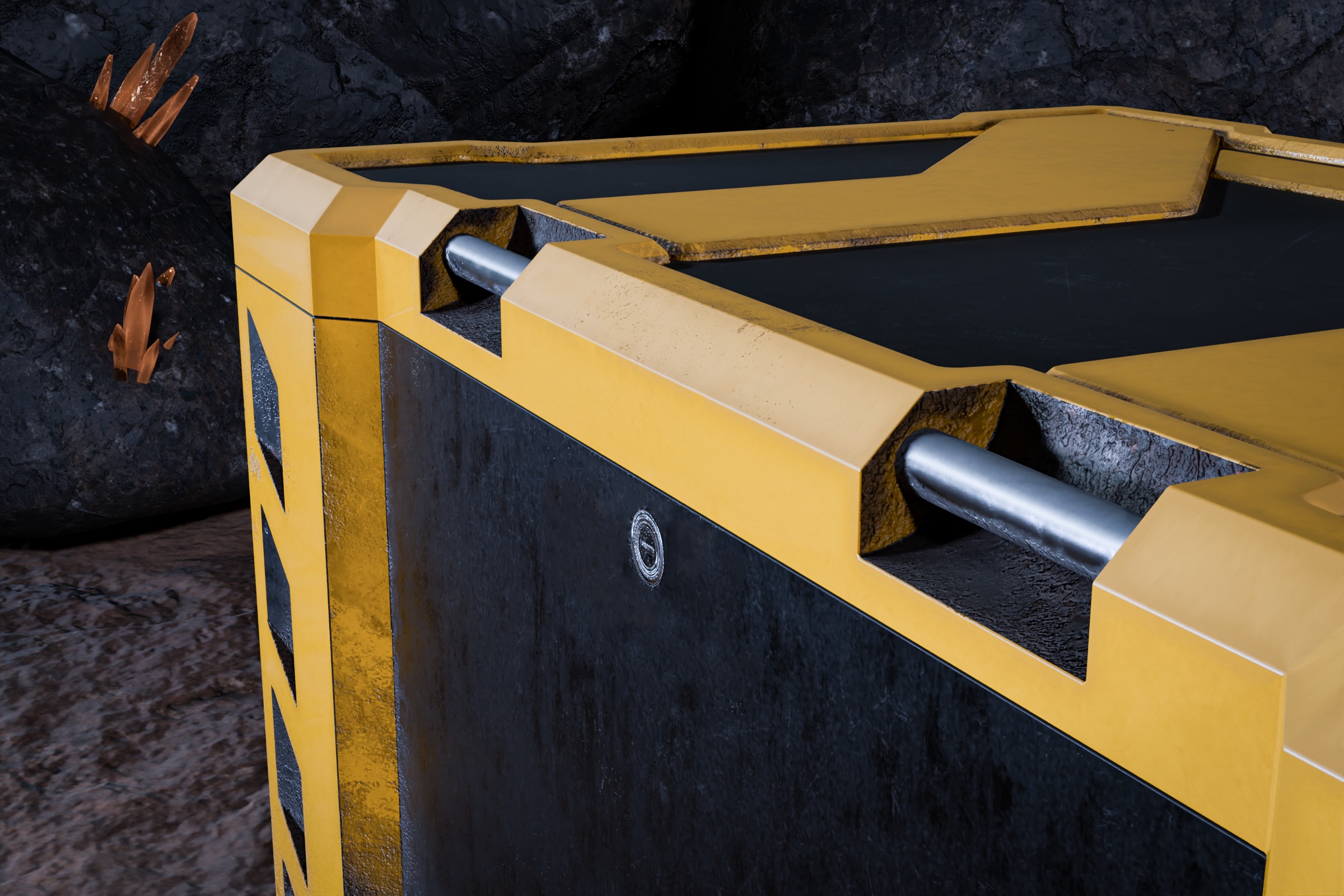 Sci fi Crystals and Resource Crate and Rocks Low-poly 3D model_2