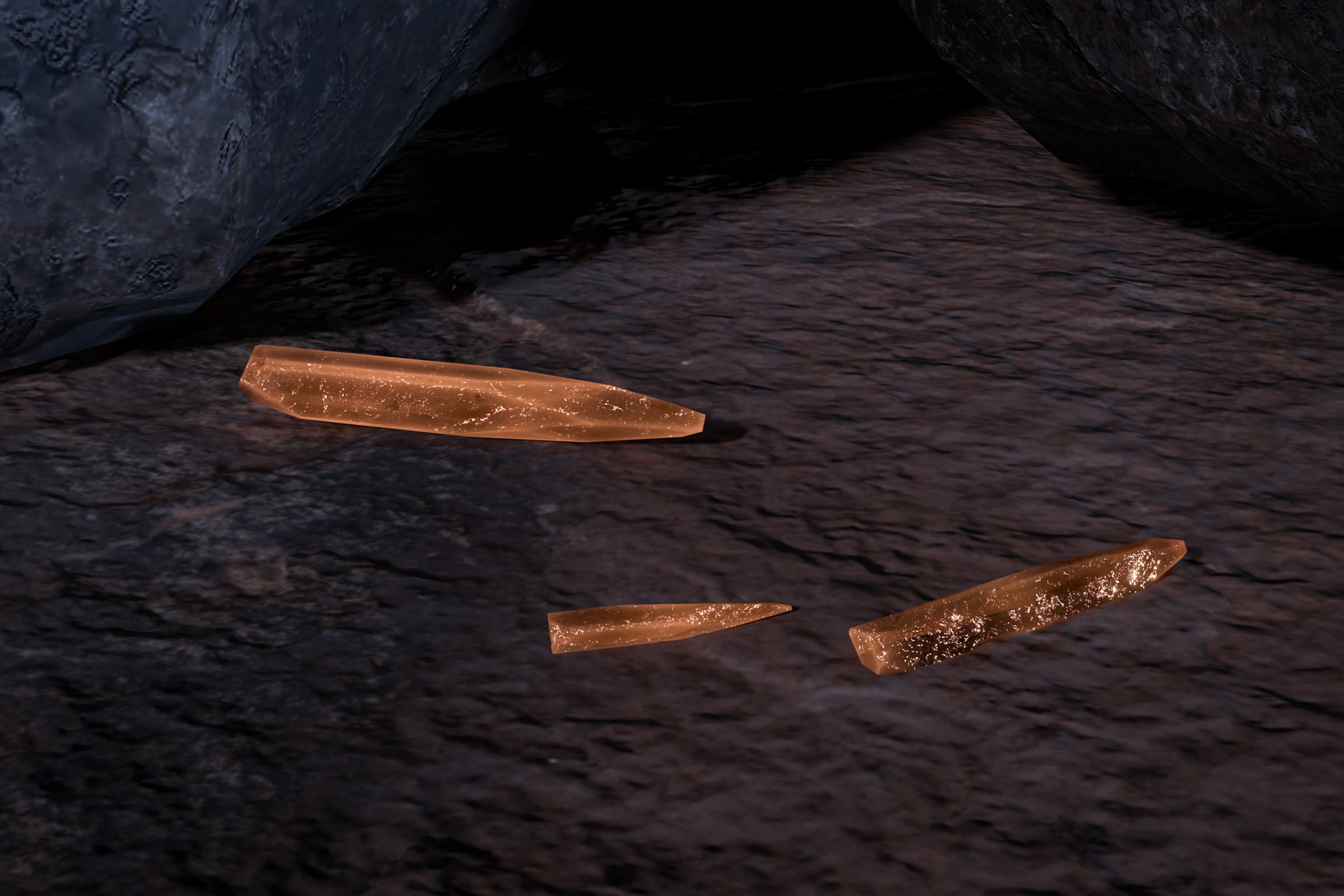 Sci fi Crystals and Resource Crate and Rocks Low-poly 3D model_11