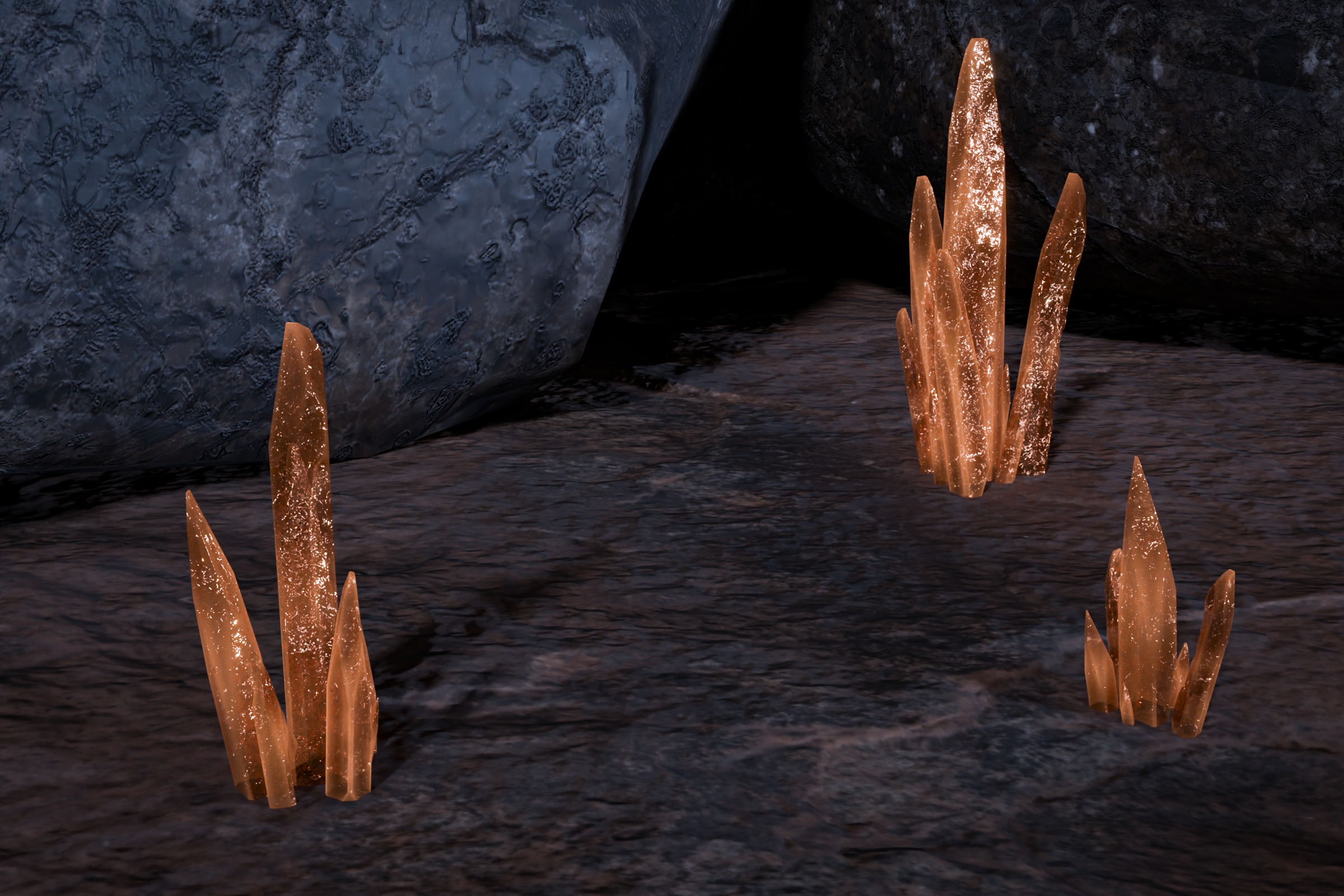 Sci fi Crystals and Resource Crate and Rocks Low-poly 3D model_12