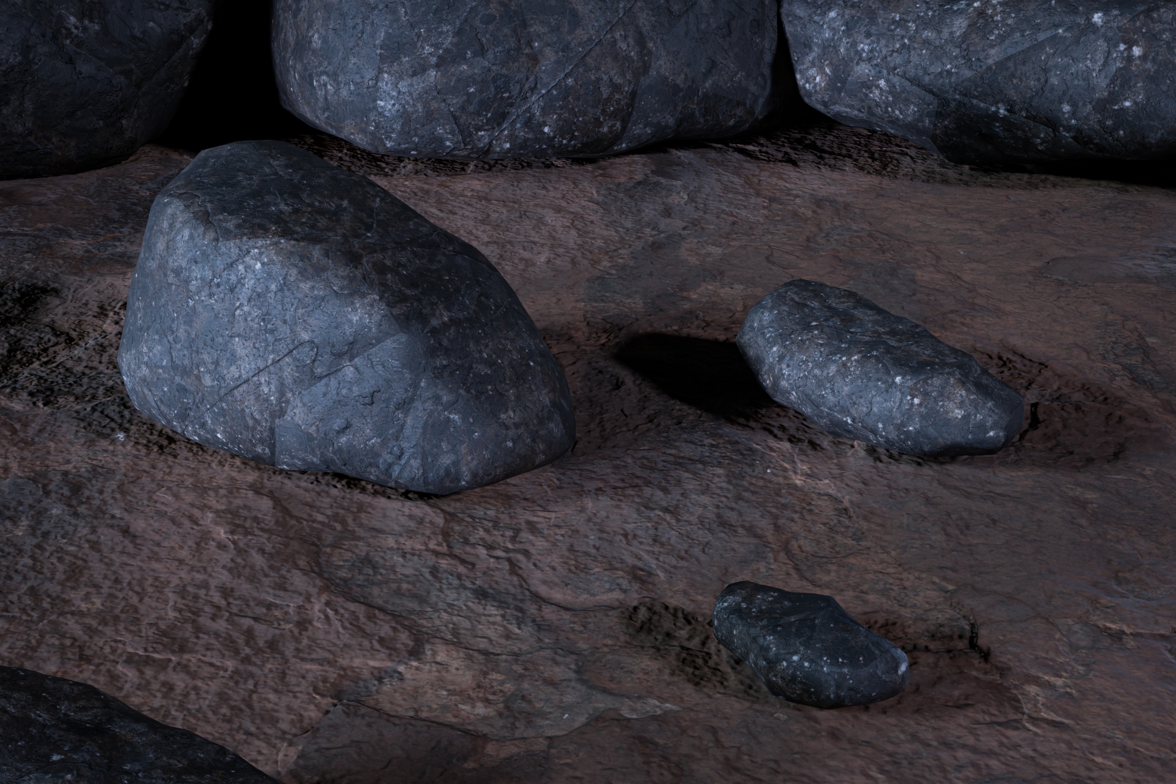 Sci fi Crystals and Resource Crate and Rocks Low-poly 3D model_9