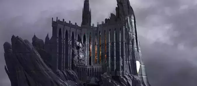 Ishtar Winged crescent mountain Castle fortress walls