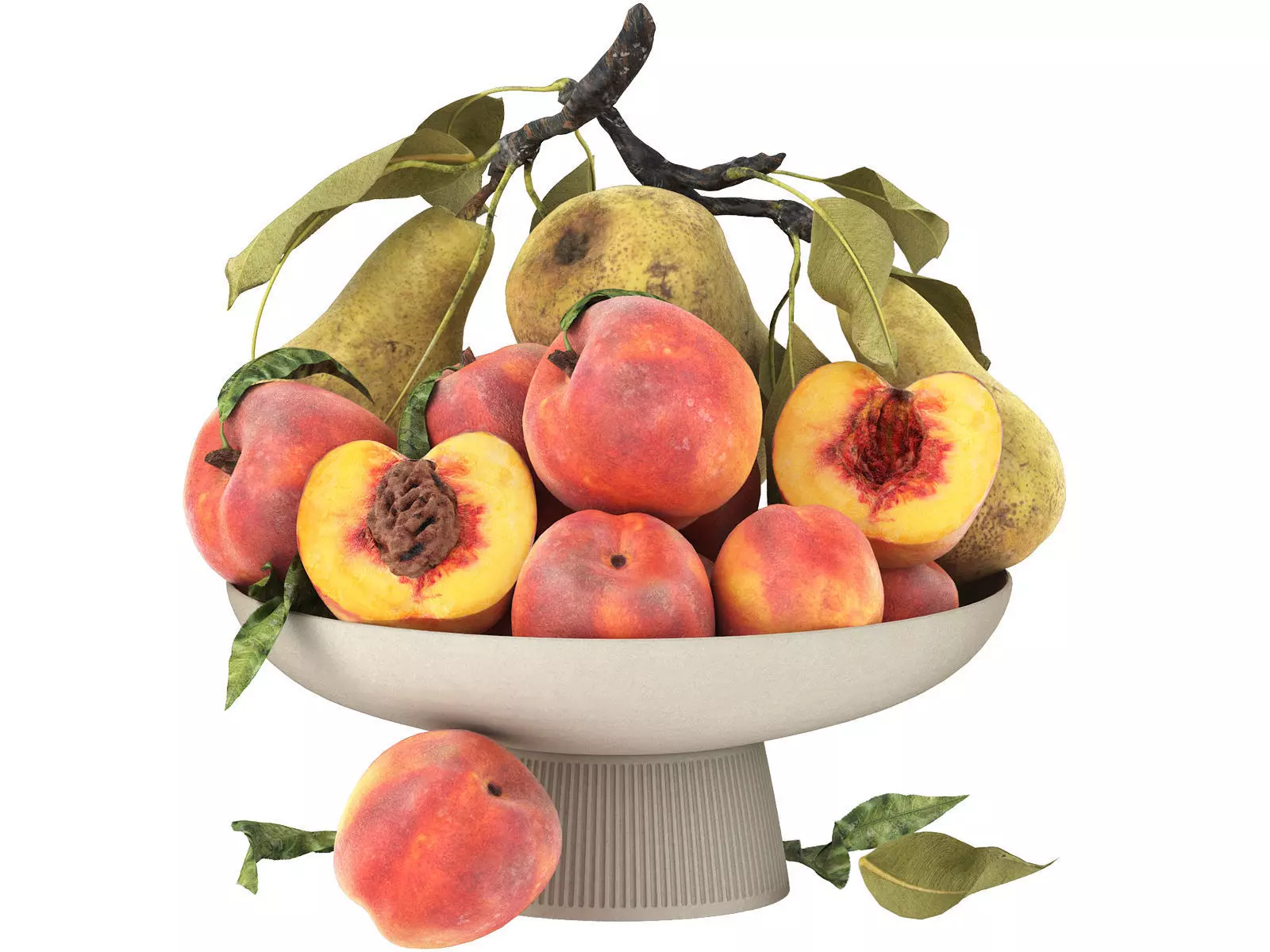 bowl of peaches and pears 3D model