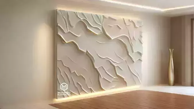 modern panel wall decor set wall relief mural CNC 86 3D model