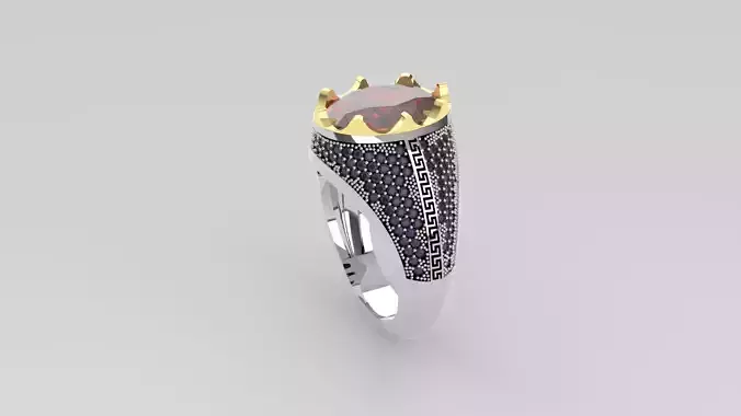 3D Printing  model  men ring 2 Pieces Silver and Bronze