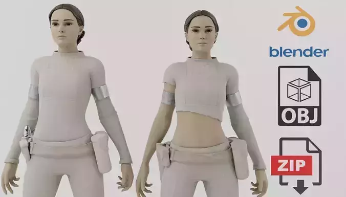 Padme Amidala Low-Poly 3D Model