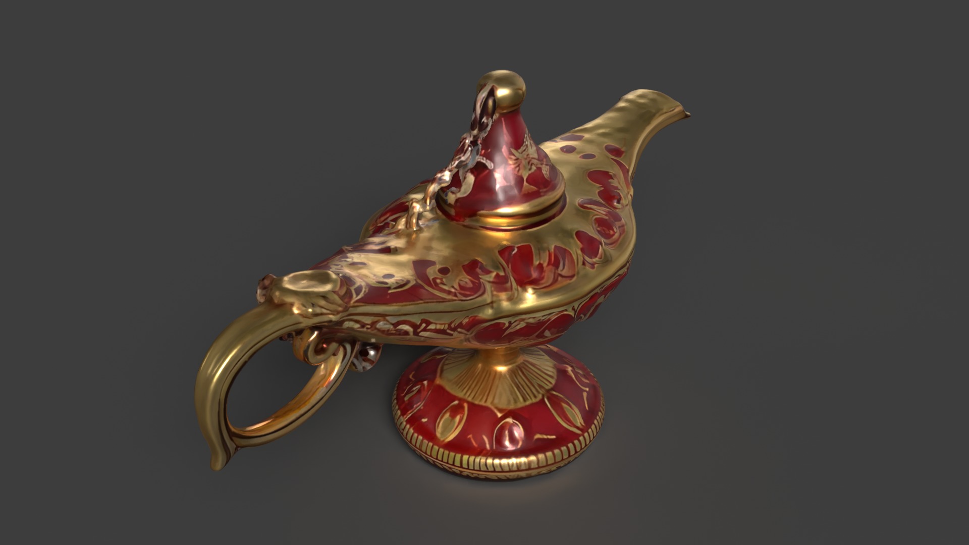 Chinese red magic lamp   Low-poly 3D model_9