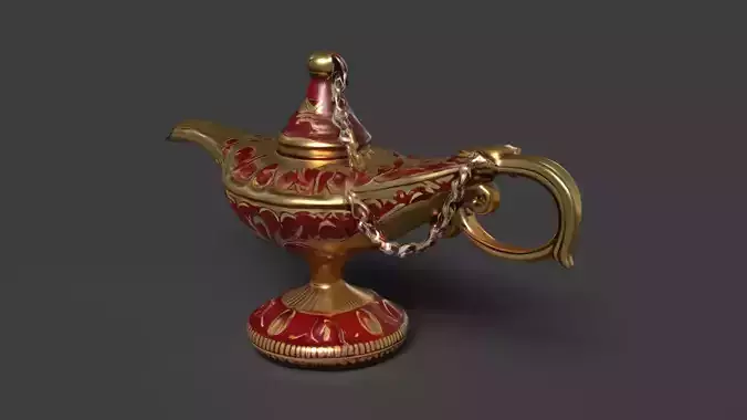 Chinese red magic lamp   Low-poly 3D model Chinese red magic lamp   Low-poly 3D model