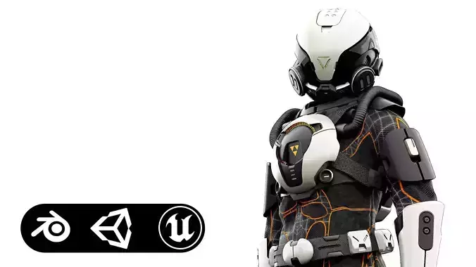 CYBER ASTRONAUT-D  Rigged for Unreal Engine - Unity - MIXAMO