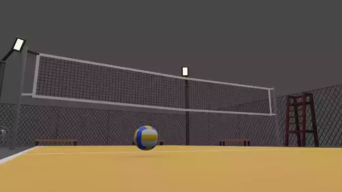 Low Poly Volleyball Scene