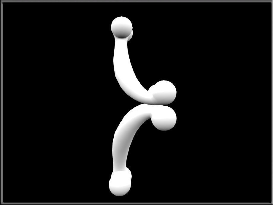 Elegant Curved Ornament - rounded curved version Low-poly 3D model_2