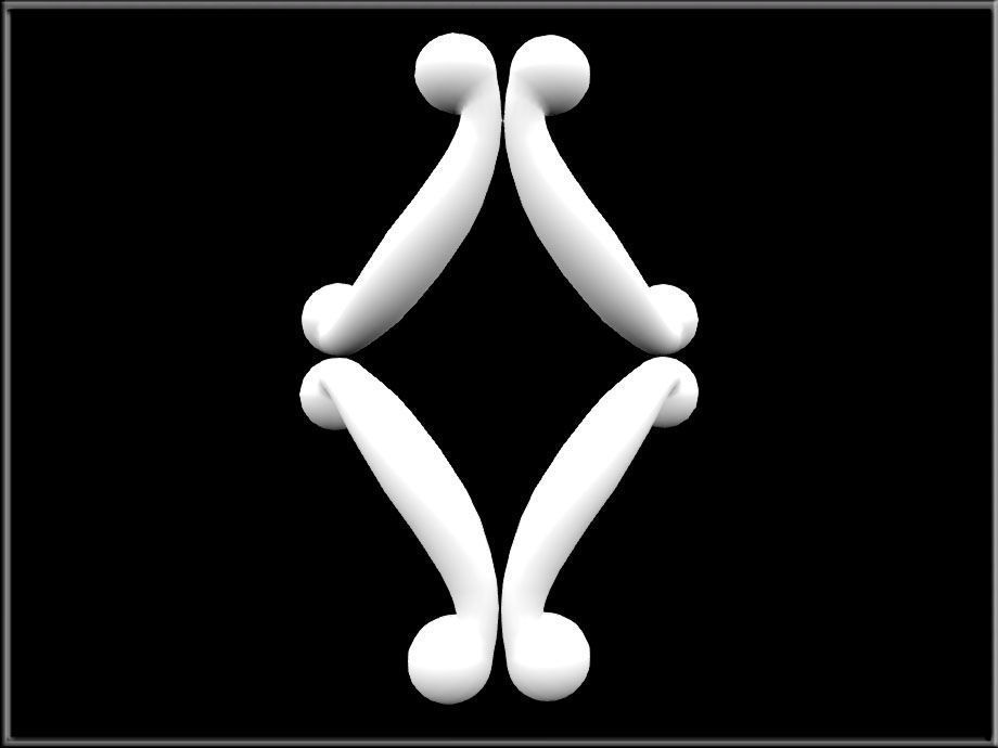 Elegant Curved Ornament - rounded curved version Low-poly 3D model_1