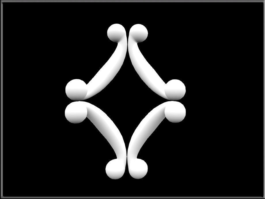 Elegant Curved Ornament - rounded curved version Low-poly 3D model_4