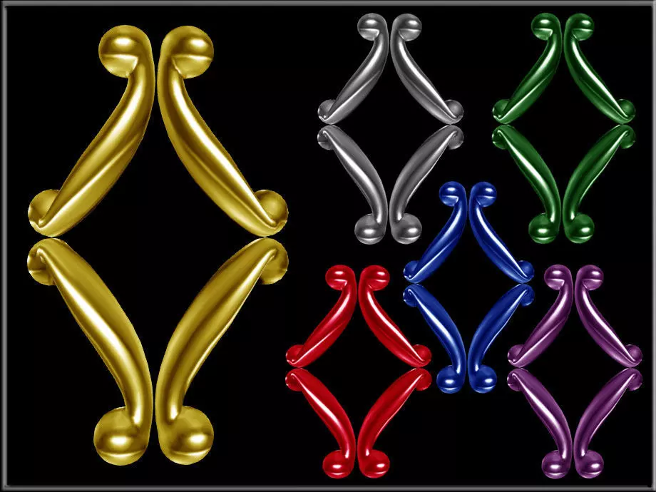 Elegant Curved Ornament - rounded curved version Low-poly 3D model_0