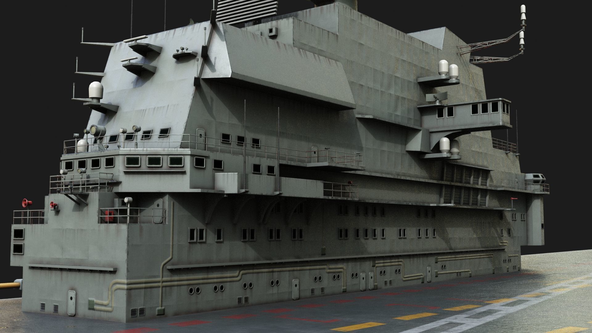 INS Vikramaditya Carrier Type 1143 Aircraft Carrier Kive Low-poly 3D model_5