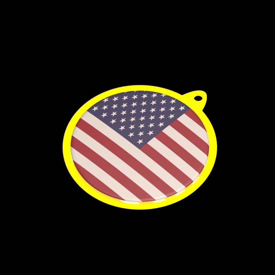 Golden medal badge of the US flag 3D model_18