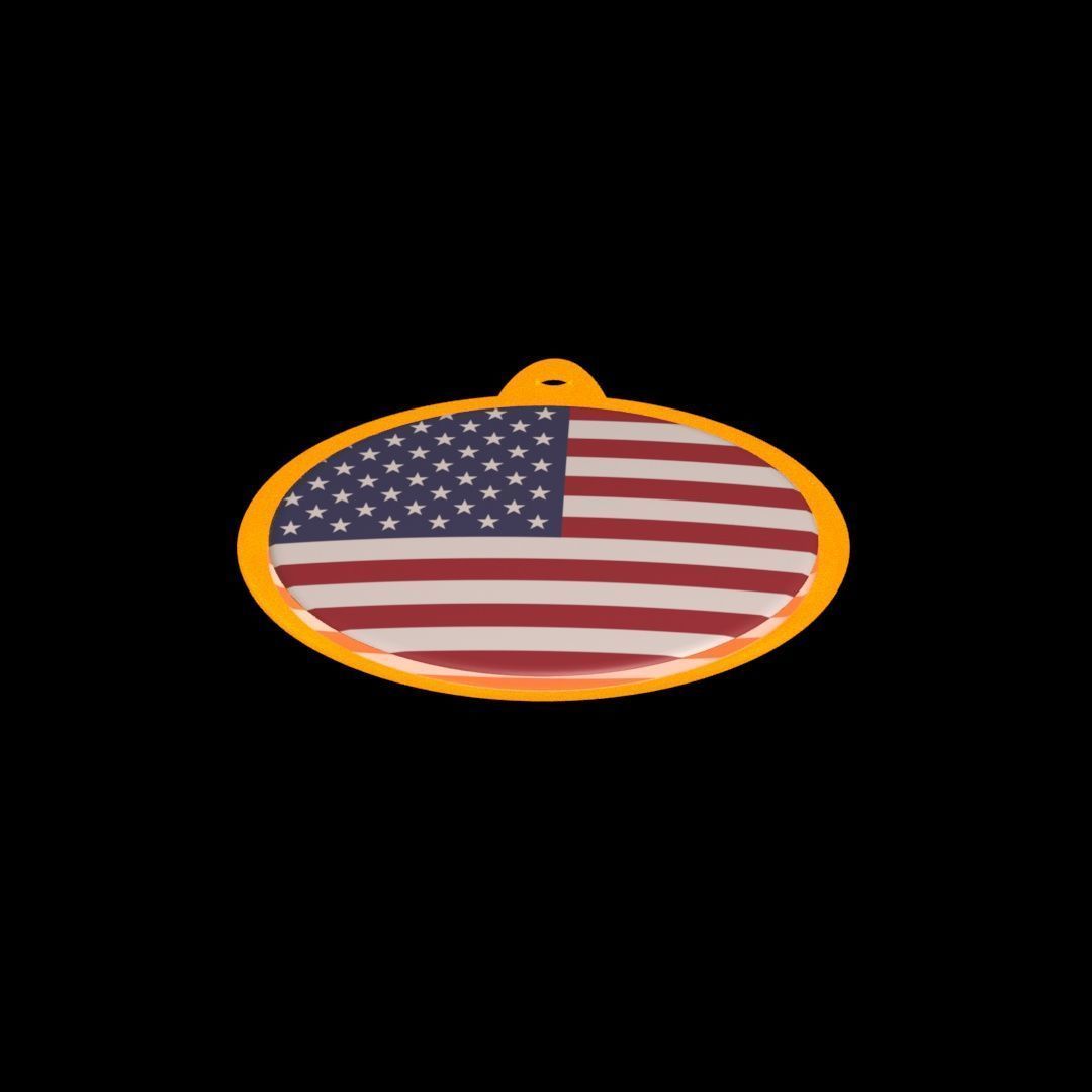 Golden medal badge of the US flag 3D model_16