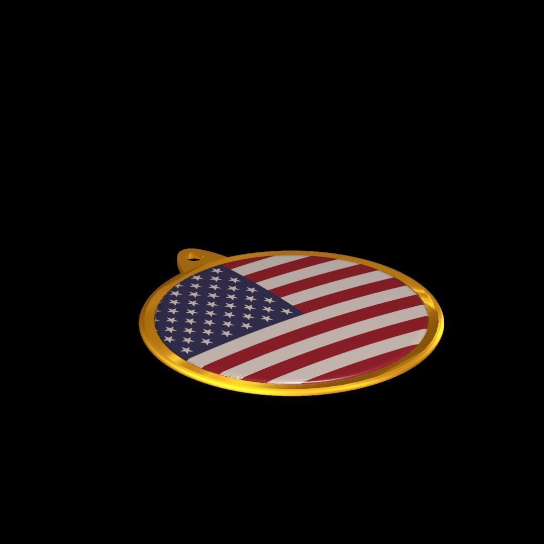 Golden medal badge of the US flag 3D model_20