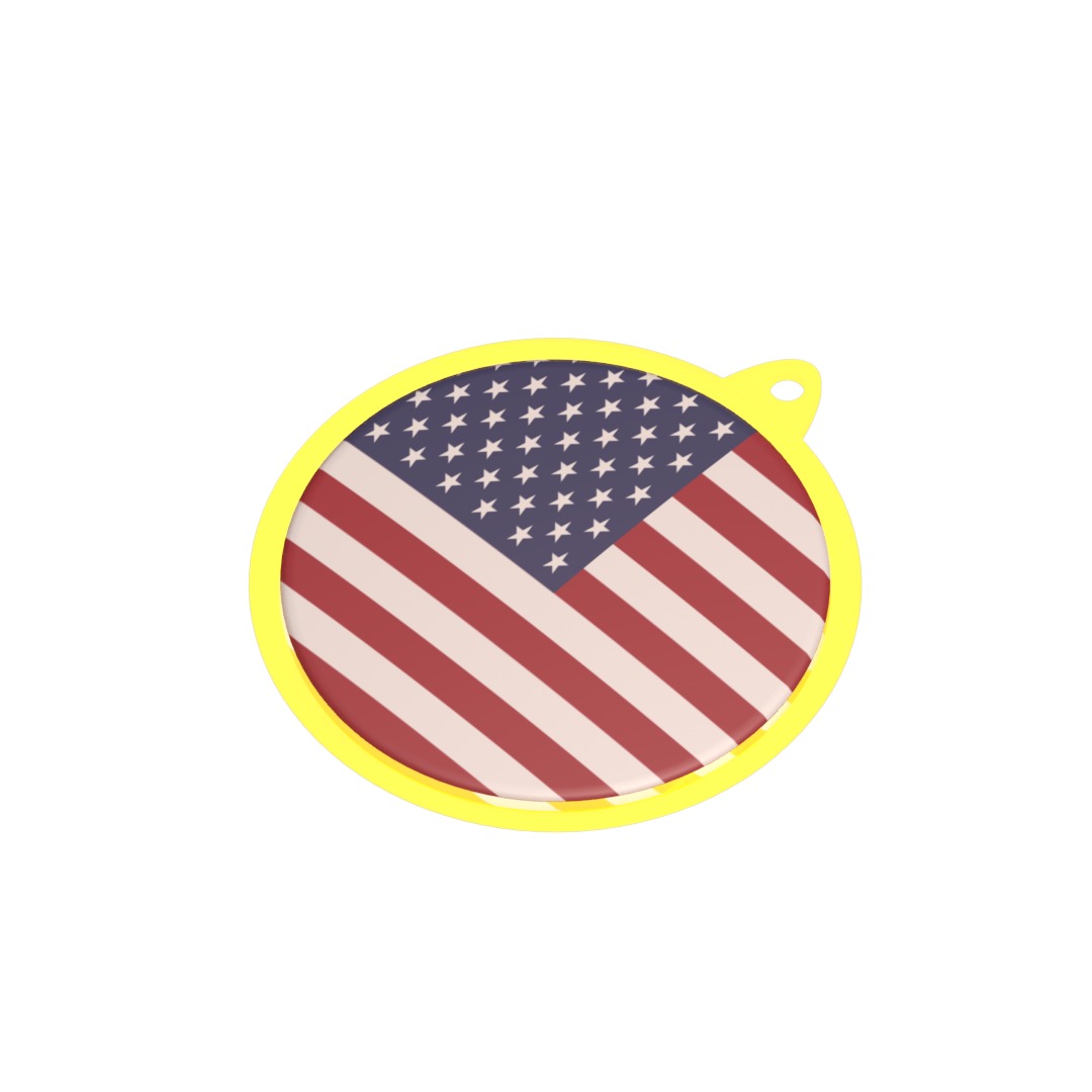 Golden medal badge of the US flag 3D model_3