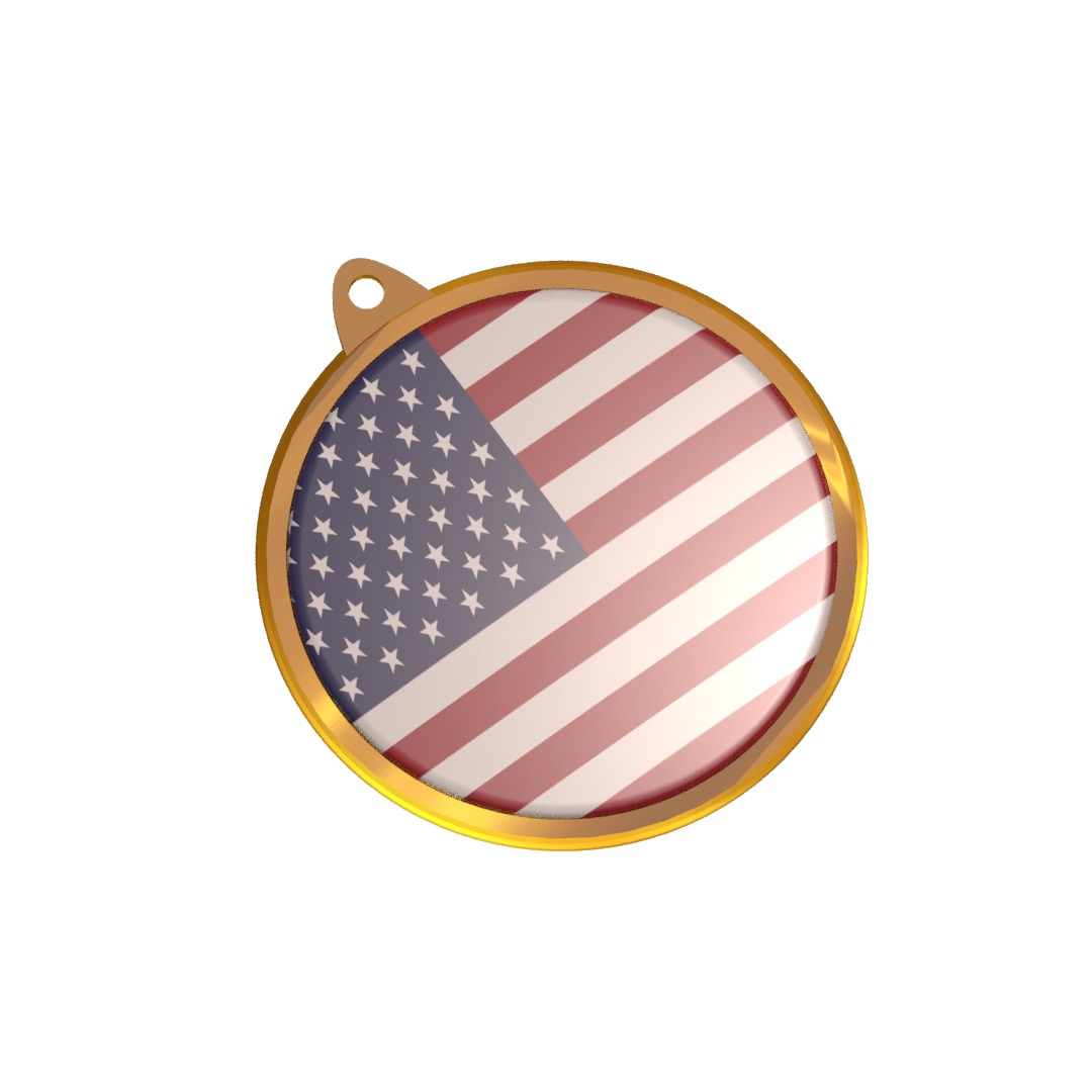 Golden medal badge of the US flag 3D model_2
