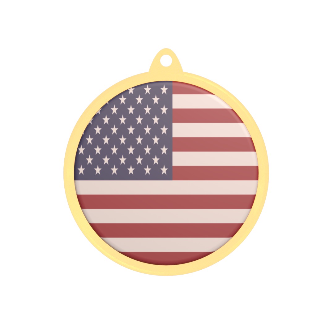 Golden medal badge of the US flag 3D model_1